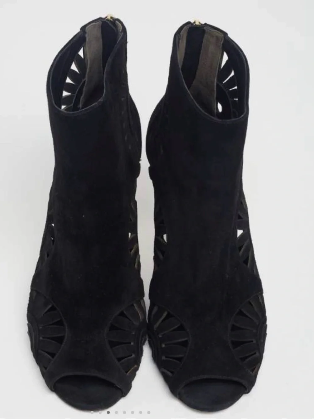 Tory Burch Leyla Black Suede Peep Toe Ankle Boots Size 8.5 🖤
